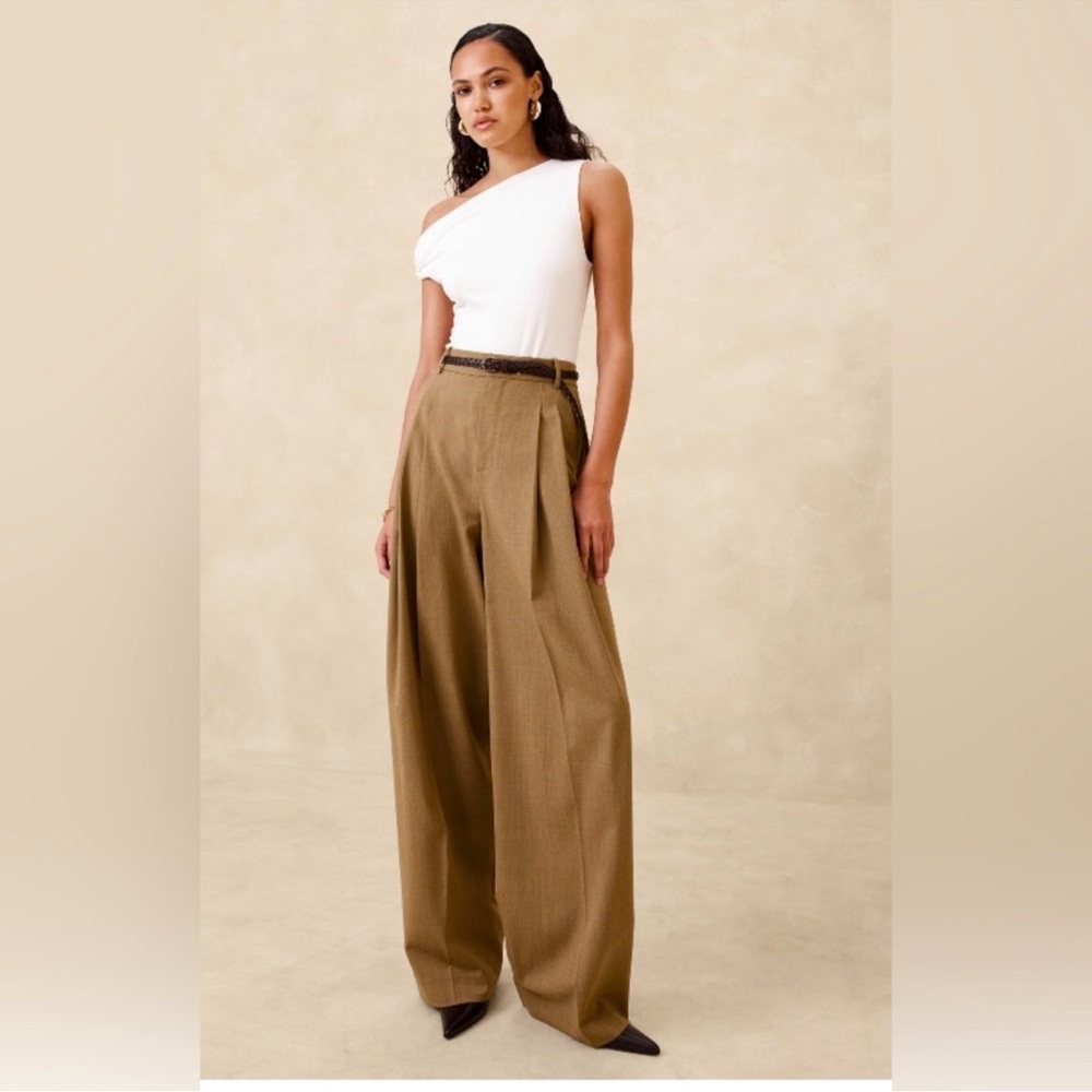 BANANA REPUBLIC SIENA WIDE-LEG ITALIAN WOOL PANTS